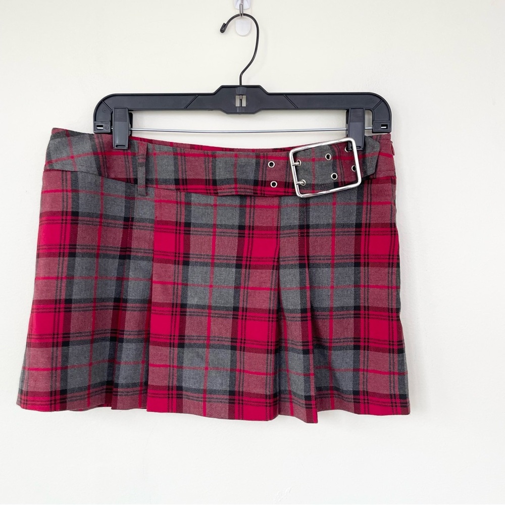 Vintage Mini Plaid Schoolgirl Skirt Tracy Evans Sz 9 Red Grey Britney Spears Y2K